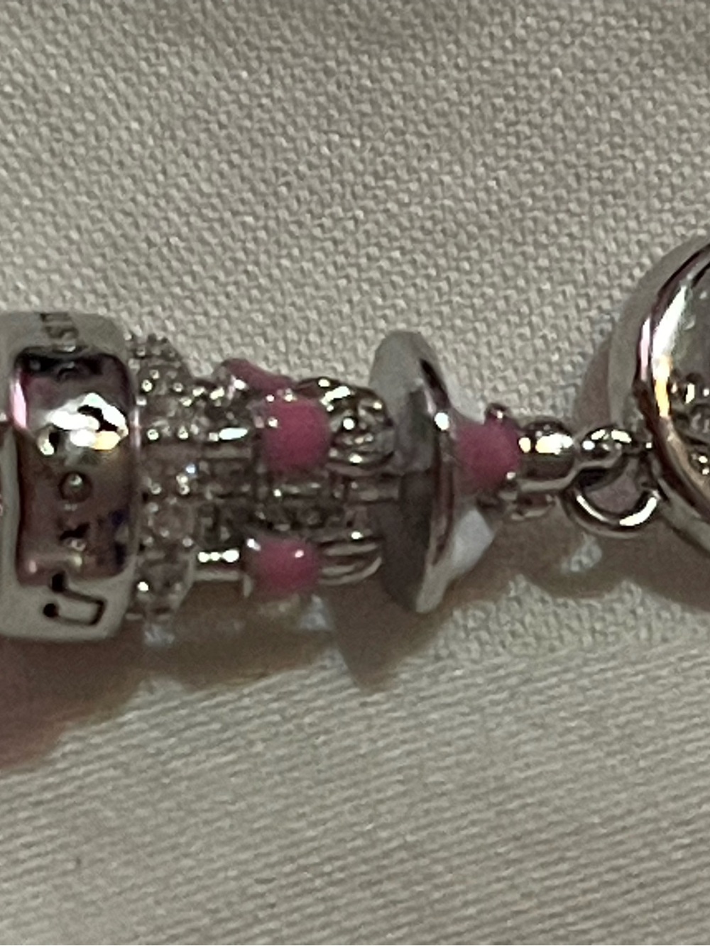 925 Sterling Silver Carousel Charm with Pink Enamel Accents - Picture 2 of 9